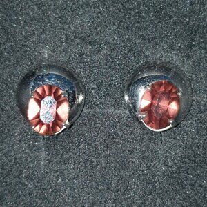 Vintage Bond Boyd Brown Rhinestone Sterling Silver Screw Back Earrings